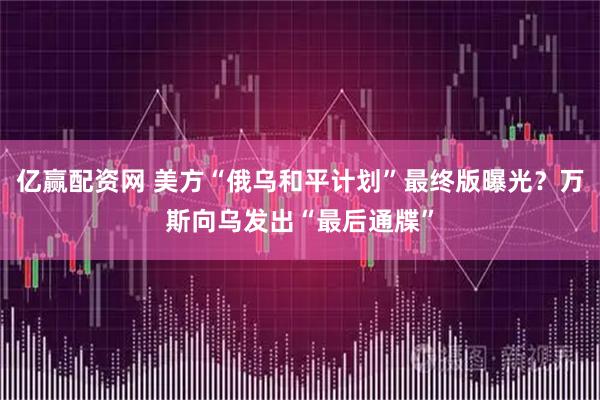 亿赢配资网 美方“俄乌和平计划”最终版曝光？万斯向乌发出“最后通牒”